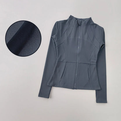 Women's Sports Jacket Yoga Jacket Slim Fit Long Sleeve Quick Dry Running Sport Coat Slimming Pilates Fitness Top Workout Jacket