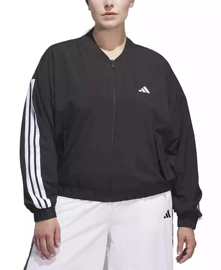 Adidas Plus Size Woven Windbreaker Bomber Jacket with Logo Design for Running Sportswear Accessory