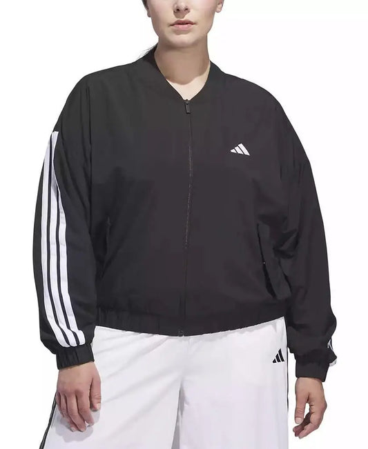 Adidas Plus Size Woven Windbreaker Bomber Jacket with Logo Design for Running Sportswear Accessory