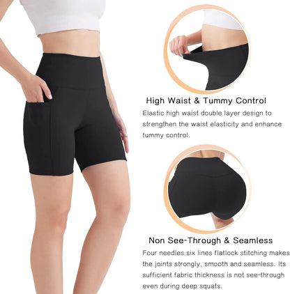 Yoga Shorts Women with Pockets High Waisted