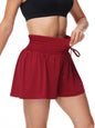Women's 2-in-1 High Waist Running Shorts with Elastic Waist Drawstring, Comfortable Sports Pocket Shorts, Lightweight Golf Tenni