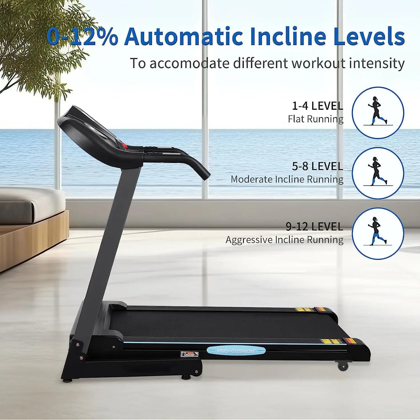 Treadmill / Auto Incline Folding  12% Incline 2.5HP 15 Presets  Use 8.5 mph