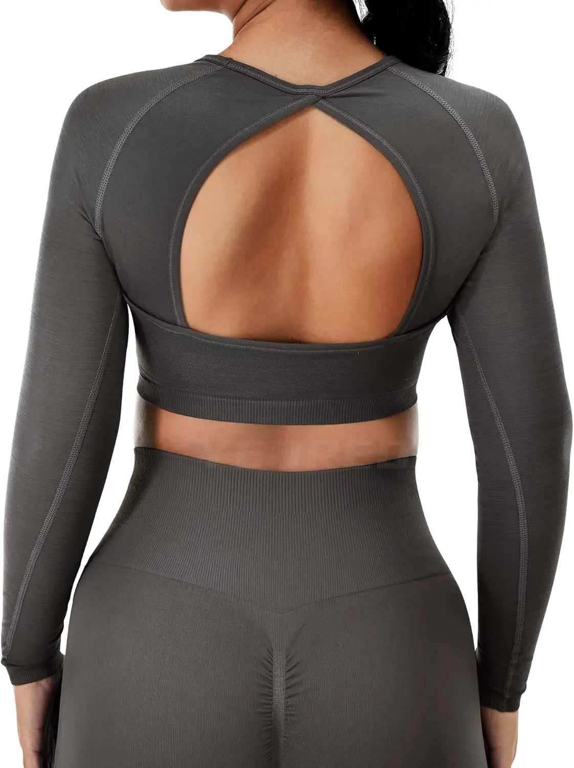 Women Long Sleeve Open Back Yoga Tops