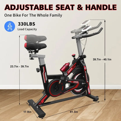 Indoor Exercise Bike Cycling Bike with Comfortable Seat Cushion Red