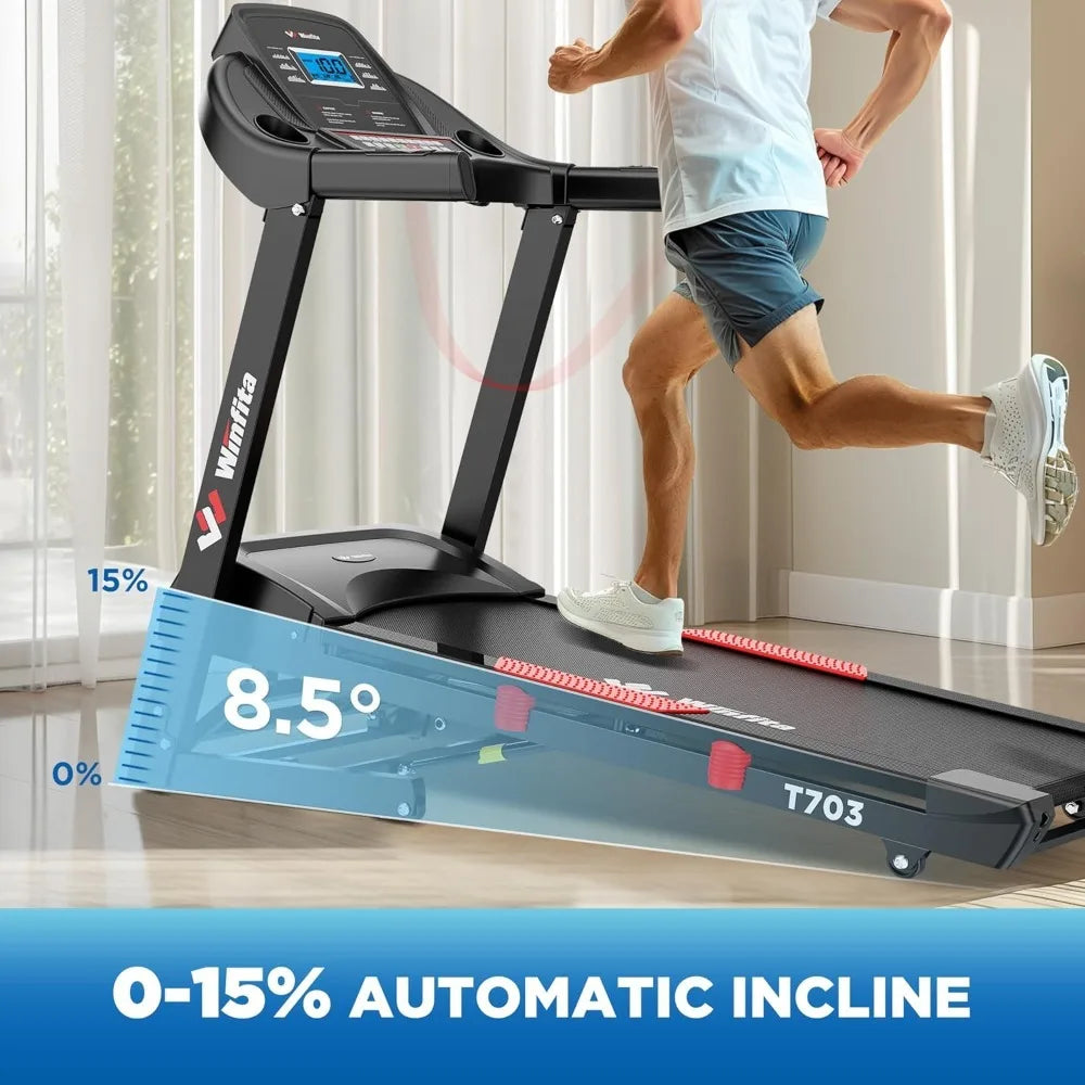 4HP Treadmills, Folding Treadmill with 15% Auto Incline