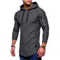 2022 Gym Men T Shirt Casual Long Sleeve Slim Tops Tees Elastic T-shirt Sports Fitness Thin Comfort Breathable Quick Dry Hooded