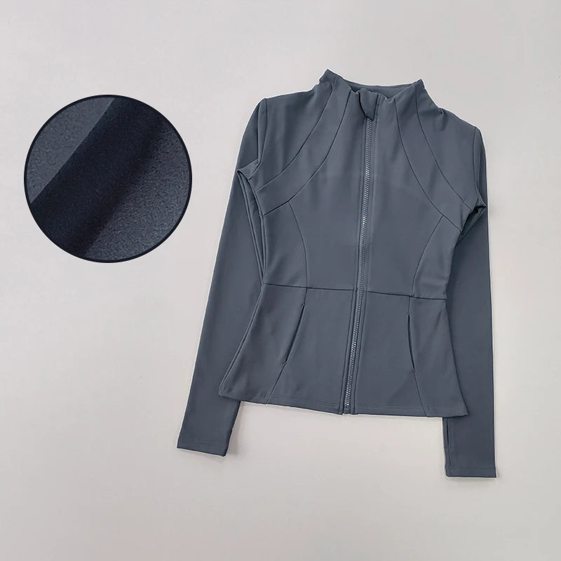 Women's Sports Jacket Yoga Jacket Slim Fit Long Sleeve Quick Dry Running Sport Coat Slimming Pilates Fitness Top Workout Jacket