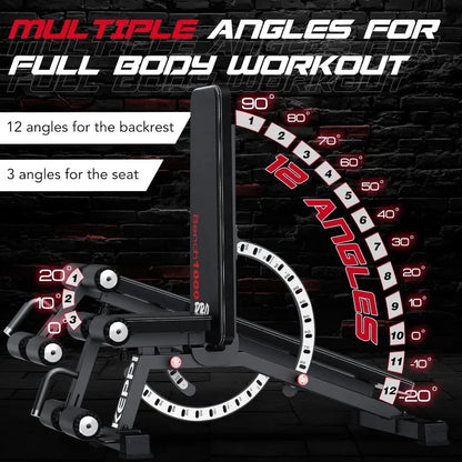 Keppi 1200LB Weight Bench, Heavy Duty Bench1000 PRO Adjustable Workout Bench Press Set for Home Gym Strength Training