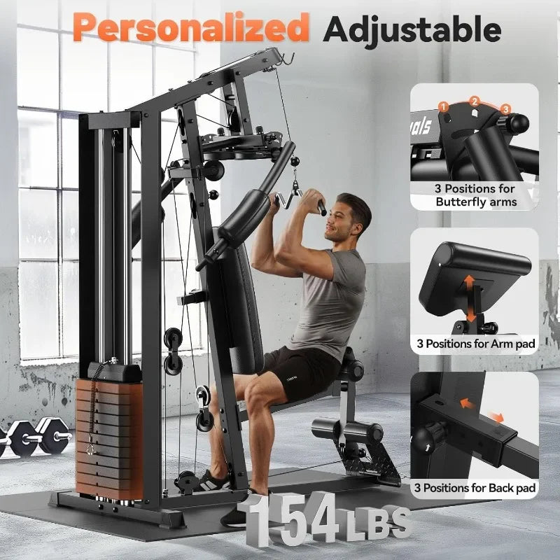 Tool Home Gym, Multifunctional Home Gym Equipment, Workout Station with 154LBS Weight Stack Guaranteed Authentic.
