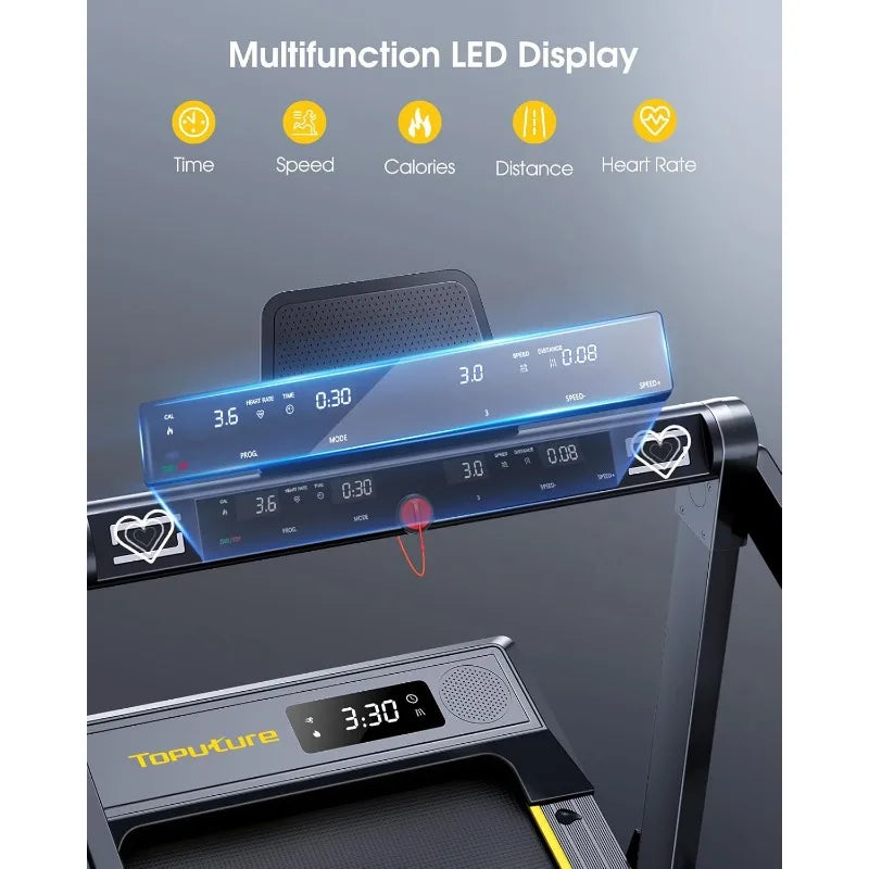 Walking Pad Treadmill with 12% Incline, 4 in 1 Folding Treadmill  with Handle Bar, 2.5HP Under Desk Treadmills Portable