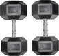 Dumbbells Rubber Coated Cast Iron Hex Black Dumbbell 30-85lb Free Weights Dumbbell Set of 2