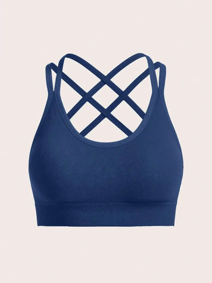 Yoga Sxy Solid Color Seamless High-Stretch Cross Back Sports Bra