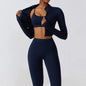 3 Piece Yoga Set Workout Outfits Women Tracksuit Jacket Sport Bra High Waist Leggings Fitness Long Sleeve Gym Zipper Sportswear