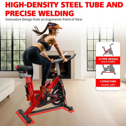 Indoor Exercise Bike Cycling Bike with Comfortable Seat Cushion Red