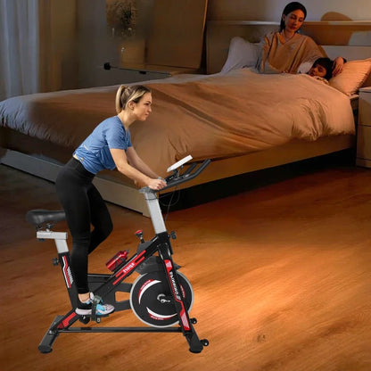 Indoor Exercise Bike Cycling Bike with Comfortable Seat Cushion Red