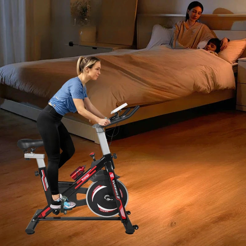 Indoor Exercise Bike Cycling Bike with Comfortable Seat Cushion Red