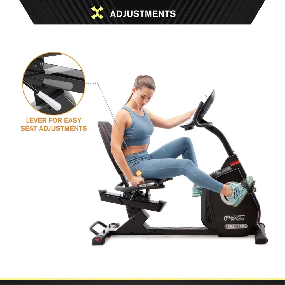 Recumbent Magnetic Exercise Bike with 15 Workout Programs, LCD and Heart Rate Monitor