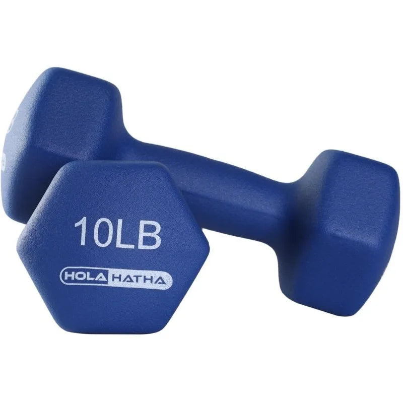 HolaHatha Neoprene Dumbbell Free Hand Weight Set with Rack, Ideal for Home Exercises to Gain Tone and Definition