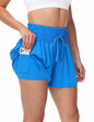 Women's 2-in-1 High Waist Running Shorts with Elastic Waist Drawstring, Comfortable Sports Pocket Shorts, Lightweight Golf Tenni