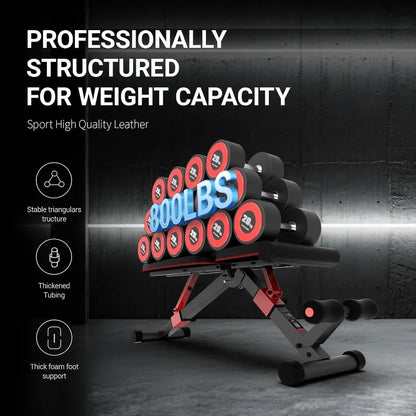 HARISON Adjustable Weight Bench Foldable Workout Bench Press with Leg extension, Incline Decline Flat Bench 800 LBS Capacity