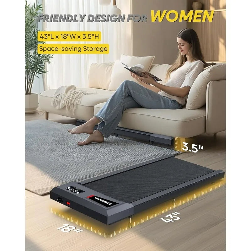 Walking Pad Treadmill 300lb Capacity, Under Desk Treadmill  Home Office Apartment