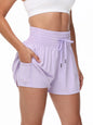 Women's 2-in-1 High Waist Running Shorts with Elastic Waist Drawstring, Comfortable Sports Pocket Shorts, Lightweight Golf Tenni