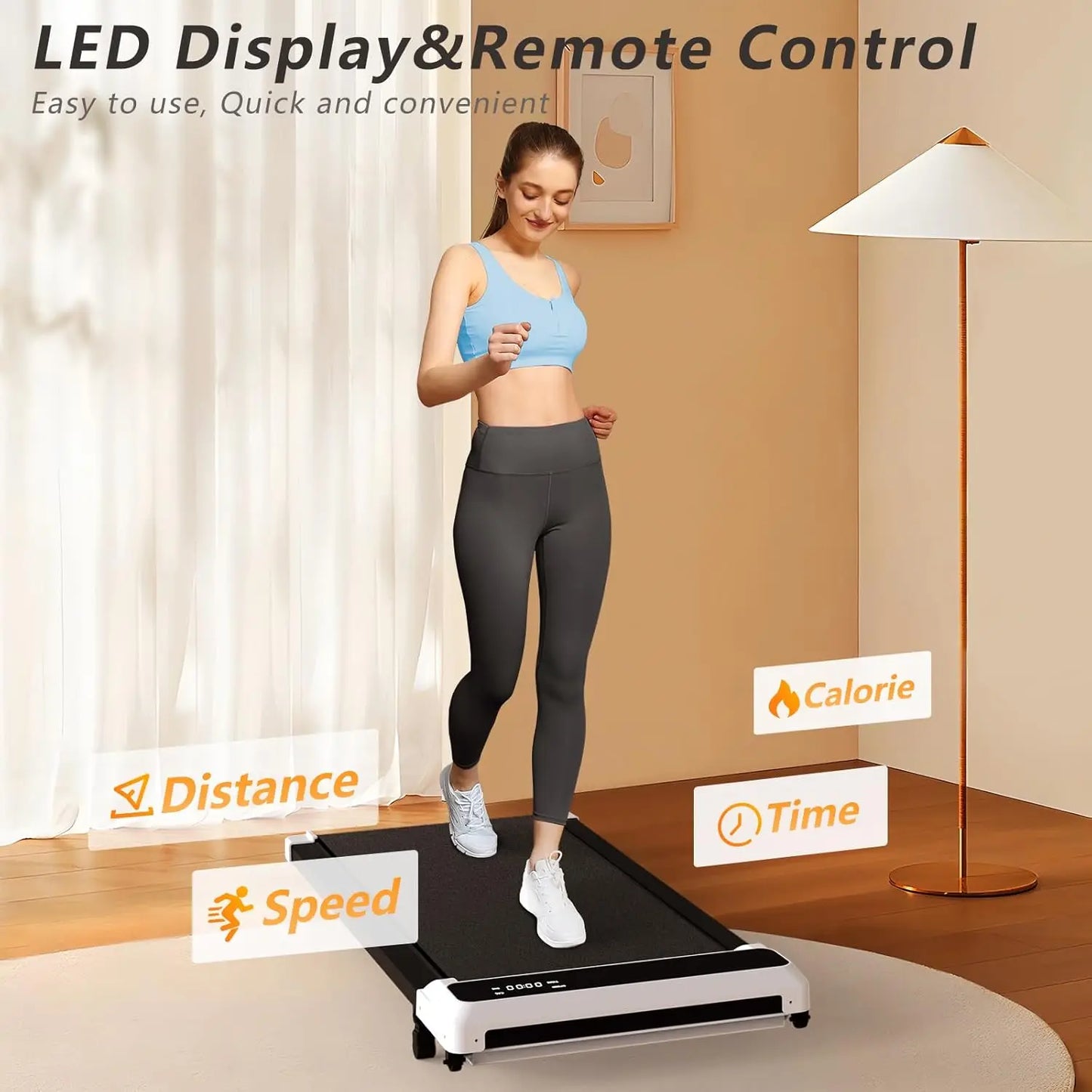 Walking Pad 2 In 1 For Walking And Jogging, Under Desk Treadmill For Home Office With Remote Control, Portable Walking Pad Tread