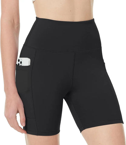 Yoga Shorts Women with Pockets High Waisted