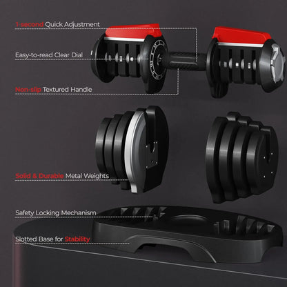 Adjustable Dumbbell Set 28/40/52.5/90LBS Adjustable Dumbbells Fast Adjust Dumbbell Weight Set Single/Pair