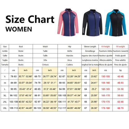 Women's Long Sleeve 2mm Wetsuit Top Jacket Warm