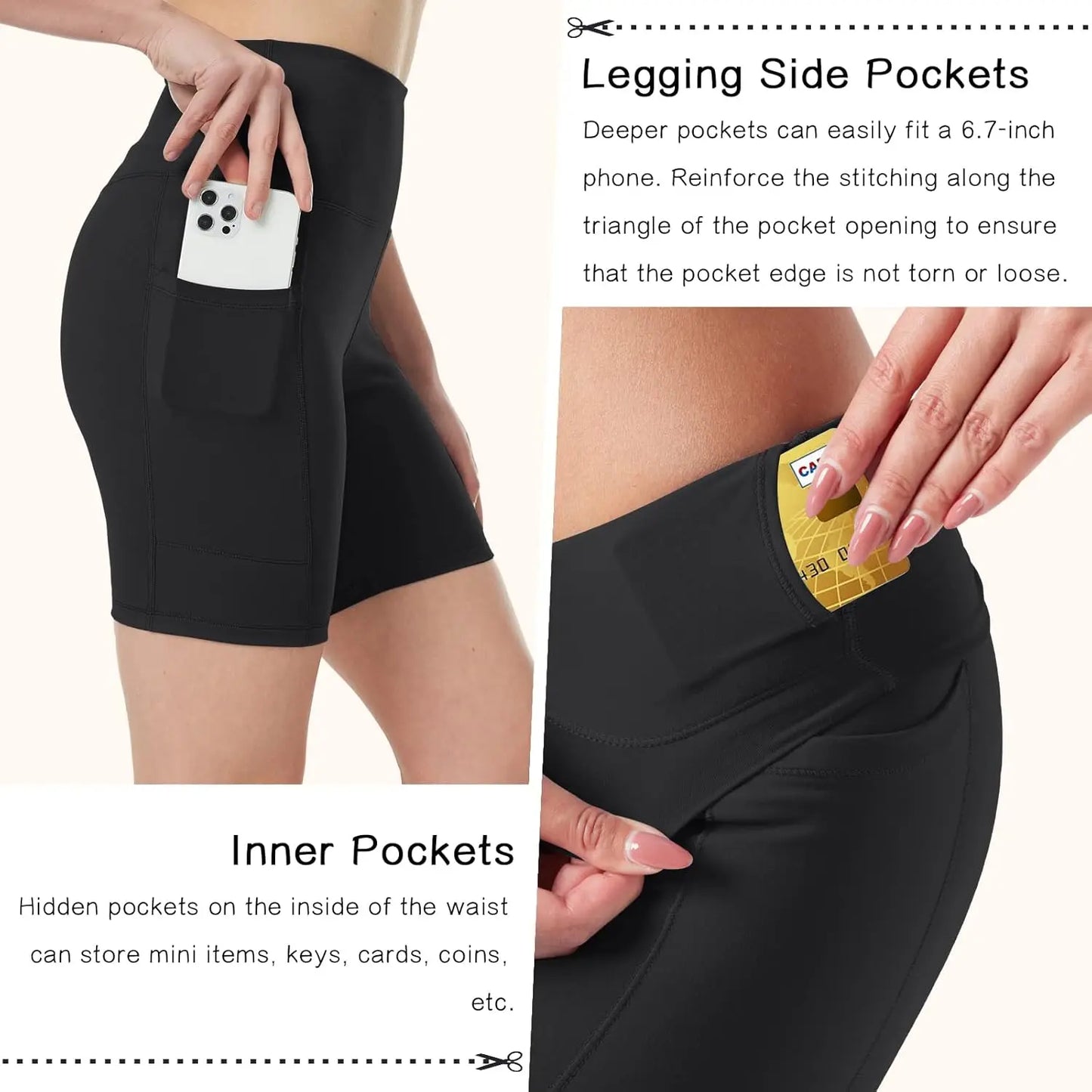 Yoga Shorts Women with Pockets High Waisted