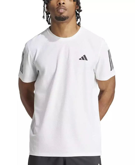 Adidas Men's Own the Run Short Sleeve T-Shirt Moisture-Wicking Running Sportswear Core Black White Red